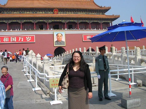 In front of Chairman Mao's Photo