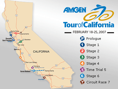 Amgen Tour of California 2007 stage map