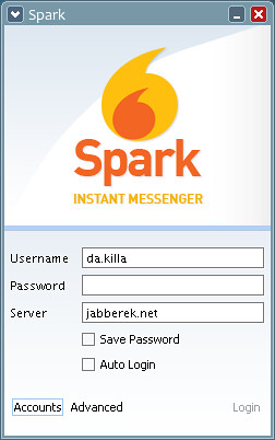 Spark IM client - login window