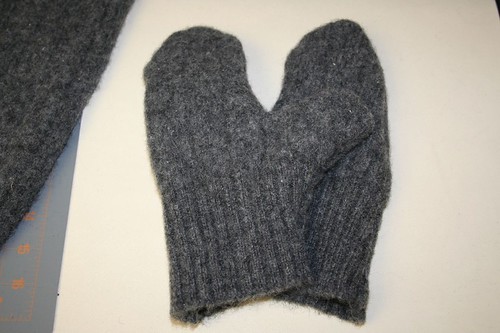 completed felted gloves