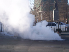 Blowing steam