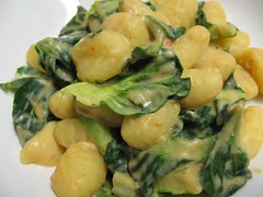 5-minute gnocchi with hummus based sauce