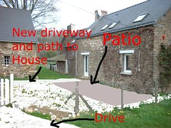 Photo sketch of our Gite's new Patio and Driveway