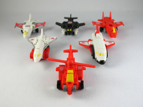 Transformers Universe Ro-Tor, Skydive, Storm Jet, Fireflight, Air Raid, and Siverbolt