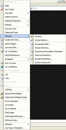 Refactor menu from Visual Studio