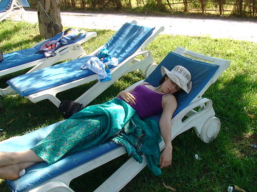 Niki sleeping at Governor's Beach