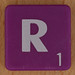 Scrabble white letter on purple R