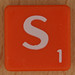 Scrabble white letter on orange S