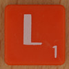 Scrabble white letter on orange L
