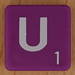 Scrabble white letter on purple U