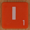 Scrabble white letter on orange I