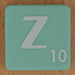 Scrabble white letter on pale green Z