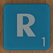 Scrabble white letter on blue R