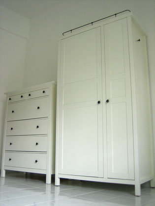 the finished wardrobe and drawers