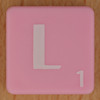 Scrabble white letter on pink L