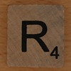 wooden tile letter R