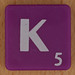 Scrabble white letter on purple K