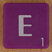 Scrabble white letter on purple E