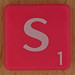 Scrabble white letter on hot pink S