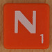 Scrabble white letter on orange N