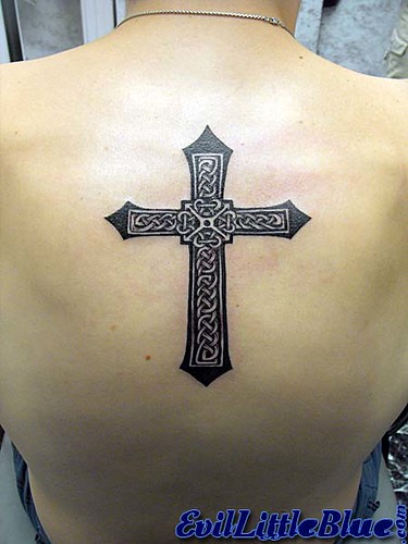 Uploaded by: EvilLittleBlue Tags: blue tattoo back cross christian celtic