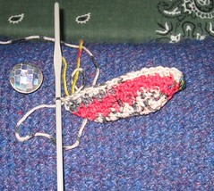 Crocheted Ladybug Socks in Progress