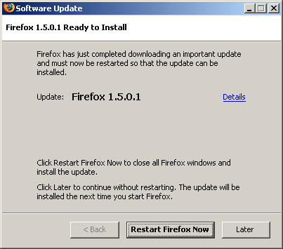 Firefox 1.5.0.1 Ready to Install