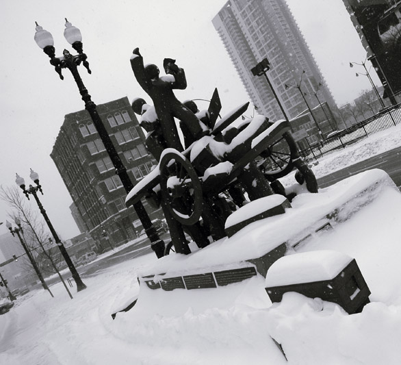 Haymarket Riot new Memorial in snow