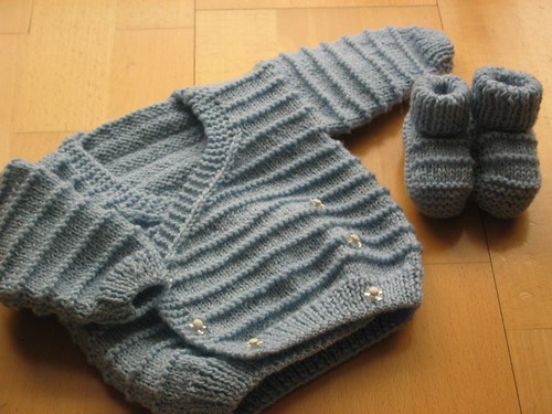 Adrià's cardigan and bootees.