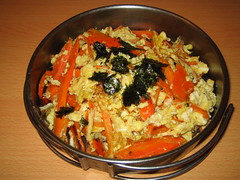 Carrot with scrambled egg.