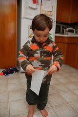 Opening the letter from Santa