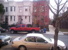 The Ford F-350 is wider than the typical Capitol Hill rowhouse