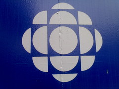 CBC logo in Blue at their Vancouver offices