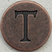 Copper Uppercase Letter T
