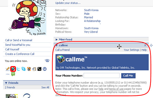 Callme_in_Facebook_profile