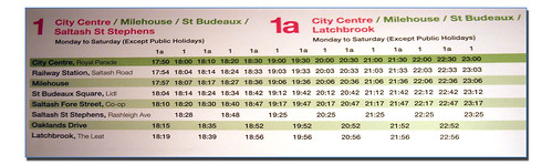 Ugobus timetable
