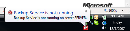 Backup service not running