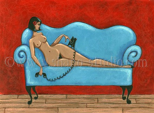 Nude Voluptuous Vixen (Blue Sofa)