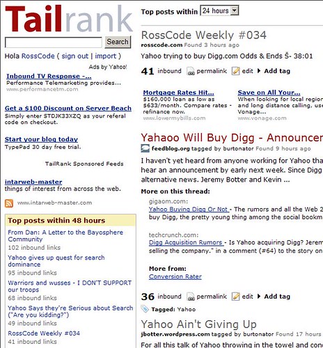 RCW Featured On TailRank
