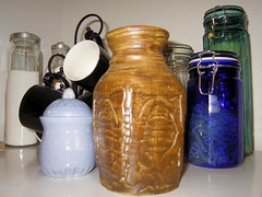 Trash To Treasure - handmade pottery vase and handmade garlic keeper