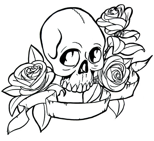 old school skull tattoo. Skulls and Roses