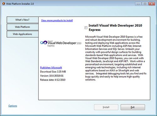Visual Web Developer 2010 Express - Web PI