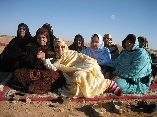 Happy with her friends, Sahrawi women
