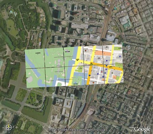 GoogleMaps Overlay on Google Earth - Tokyo Station