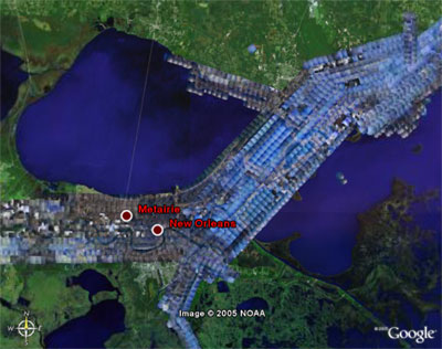 Google Earth - NOAA Server for Katrina Satellite Images