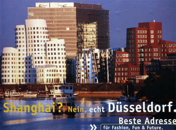 Dusseldorf Ad featuring Gehry buildings.