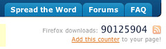 Screenshot showing that Firefox has reached the 90 millions downloads