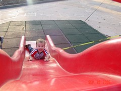 Drewbie down the slide