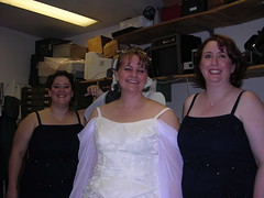 Three happy girls waiting for the wedding