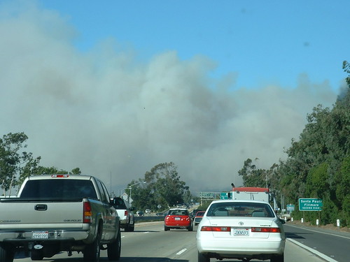 driving into the smoke in Ventura